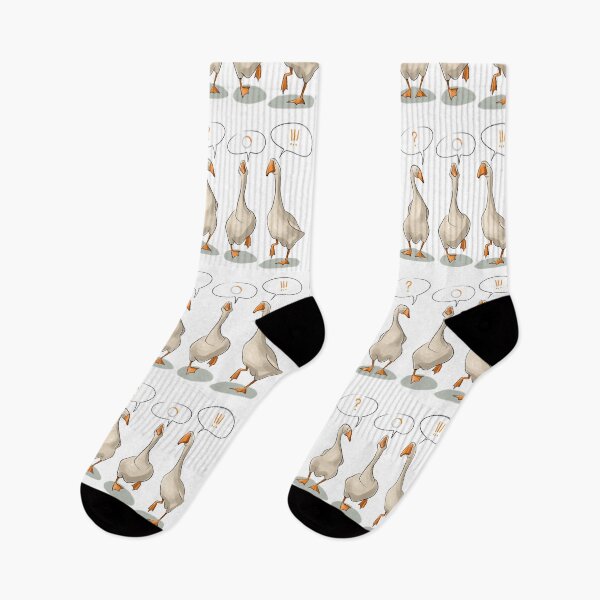 Artikelvorschau, Drei Gänse unterhalten sich in Sprechblasen in einer cartoonartigen Szenerie vor hellem Hintergrund. entworfen und verkauft von Ms. Iryna.