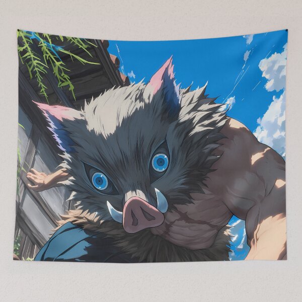 Item preview, Inosuke Hashibira Kimetsu No Yaiba Wild Boar Mask Anime Boy designed and sold by Tokyonomad.
