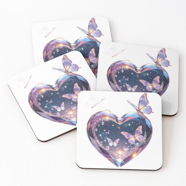 Item preview, Crystal Glass Heart with Ethereal Butterflies Art designed and sold by NiDev26.