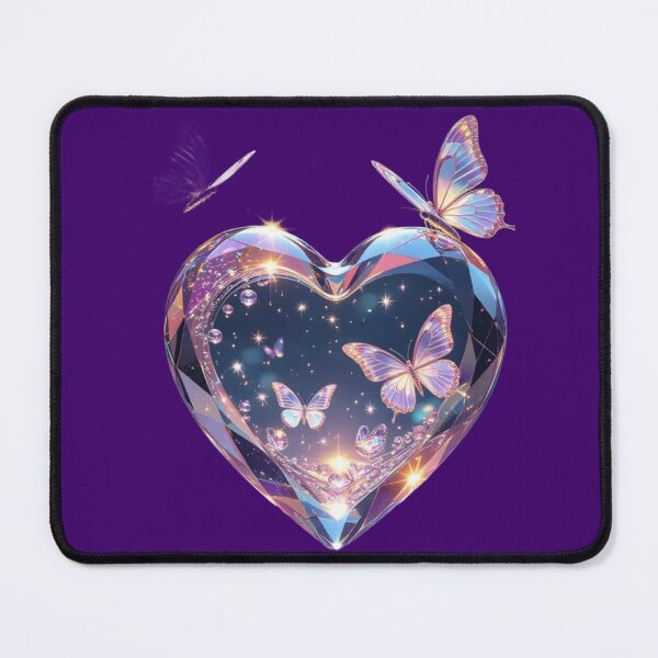 Item preview, Crystal Glass Heart with Ethereal Butterflies Art designed and sold by NiDev26.