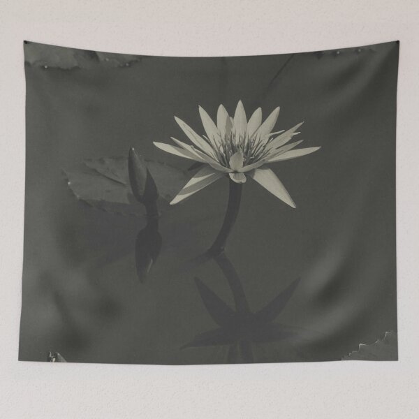Item preview, Vintage, The Lily, 1918 lily pond Japanese garden black and white tropical floral poster art print designed and sold by Astrid Arkhangelsky.
