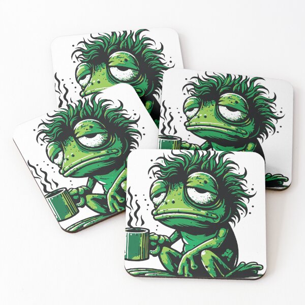 Item preview, A sarcastic tired frog character expressing the classic no sleep mood. The grunge textures and halftone shading add attitude while keeping designed and sold by Dejbar.