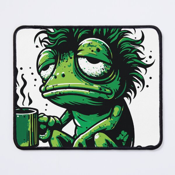 Item preview, A sarcastic tired frog character expressing the classic no sleep mood. The grunge textures and halftone shading add attitude while keeping designed and sold by Dejbar.