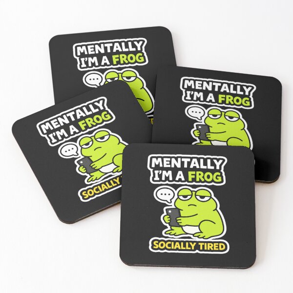 Item preview, Mentally I'm a Frog Socially Tired – Funny Introvert Frog Meme Sticker designed and sold by VibeOffline Studio.