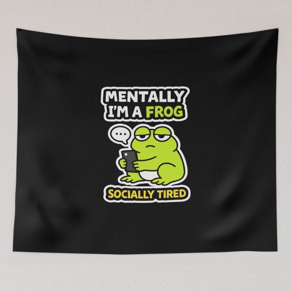 Item preview, Mentally I'm a Frog Socially Tired – Funny Introvert Frog Meme Sticker designed and sold by VibeOffline Studio.