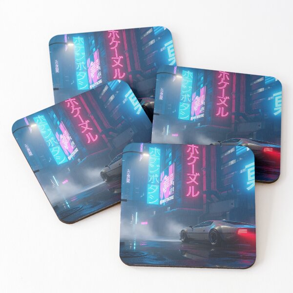Item preview, Neon Rain Cyberpunk City Street with Retro Sports Car designed and sold by powersunlight.