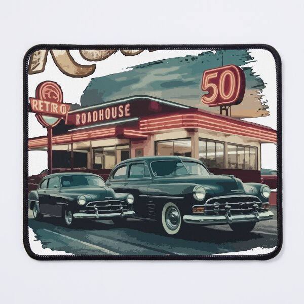 Item preview, Vintage Retro Roadhouse Diner 50s Classic Car Rockabilly Aesthetic Design designed and sold by Valisdesign.