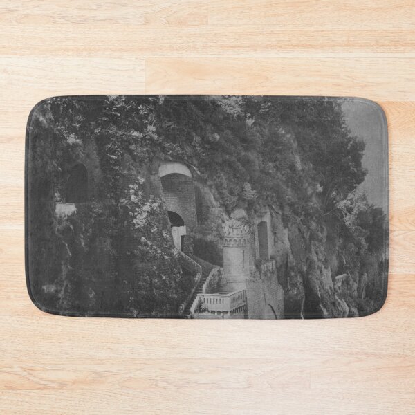 Item preview, Italian Palazzo, Sorrento, Italy, vintage 1909 coastal Amalfi black and white landscape poster art print designed and sold by Astrid Arkhangelsky.