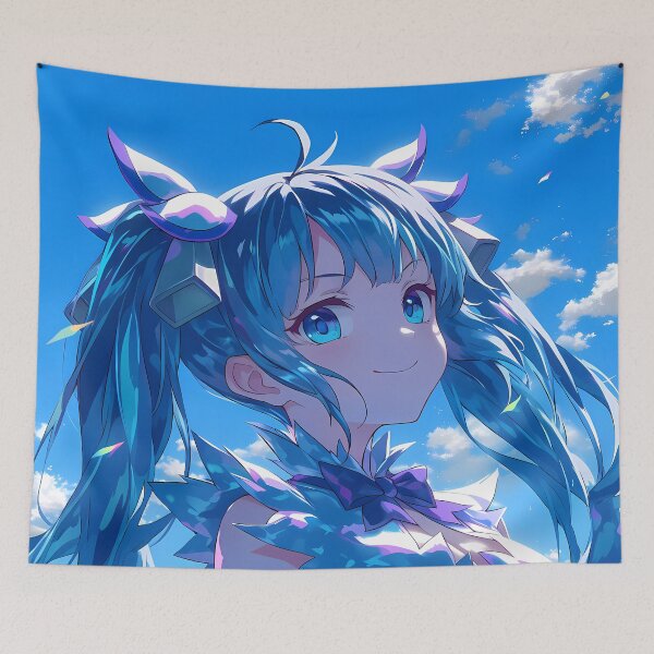 Item preview, Hestia Danmachi Sunny Sky Blue Hair Fantasy Portrait designed and sold by Tokyonomad.