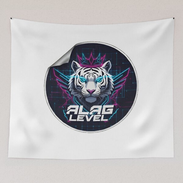 Item preview, Majestic Neon White Tiger King with Crown Art designed and sold by RickyStick.