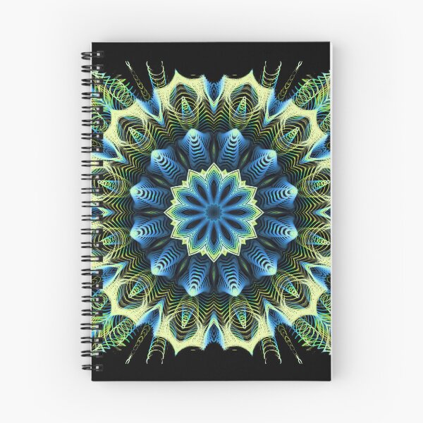 Item preview, Luminous blue and yellow fractal mandala designed and sold by ScreenPin.