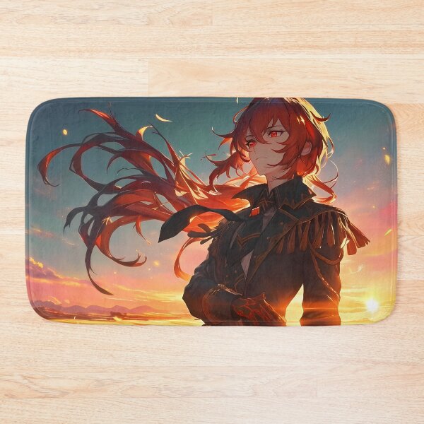 Item preview, Diluc Genshin Impact Dramatic Sunset Golden Field Red Hair designed and sold by Tokyonomad.