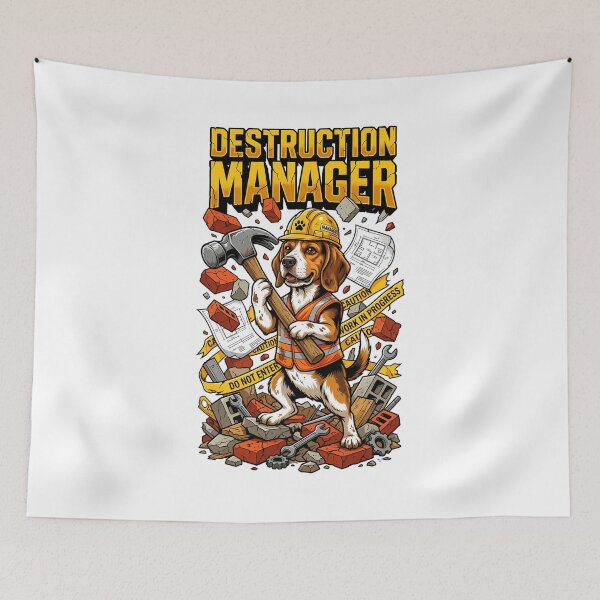 Item preview, Construction Worker Beagle Builder Cracked Heavy Font Illustration Art designed and sold by Tong4130.