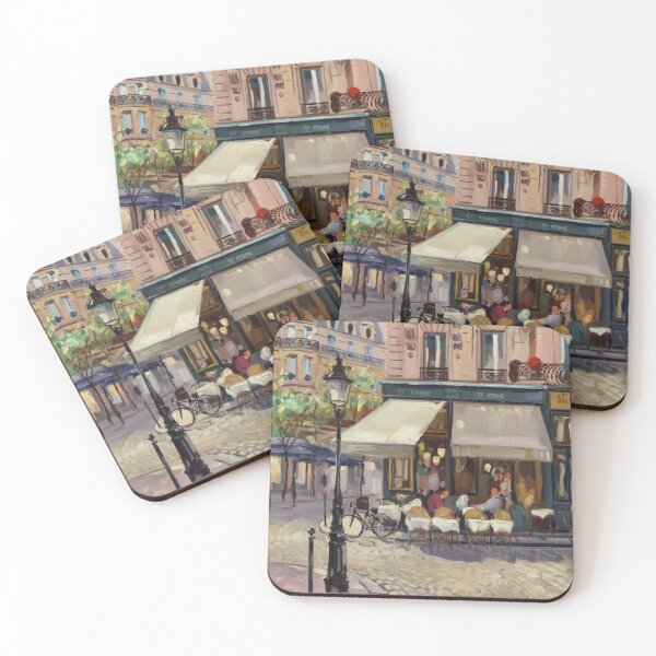 Item preview, Paris Café Wall Art – Parisian Street Scene Painting designed and sold by CARRAANN.