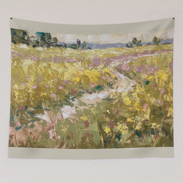 Item preview, French Countryside Wall Art – Wild Meadow Landscape Painting designed and sold by CARRAANN.