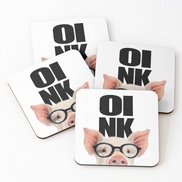 Item preview, OINK Funny Pig with Black Glasses Cute Farm Animal Illustration designed and sold by PLisasPets.