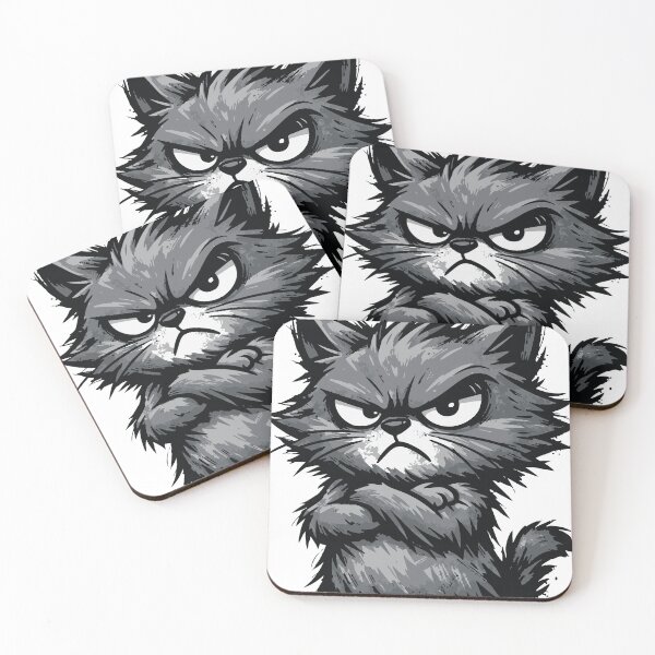 Item preview, A sarcastic cat character showing pure attitude and annoyance. The grunge textures give the design a bold personality while keeping it clear for sticker designed and sold by Dejbar.