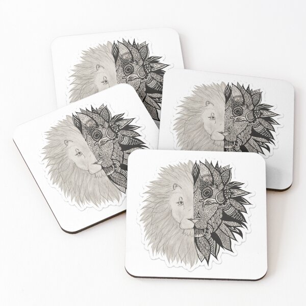 Item preview,  Dual Lion Spirit – Geometric Mandala Lion Art designed and sold by WildLine Studio .