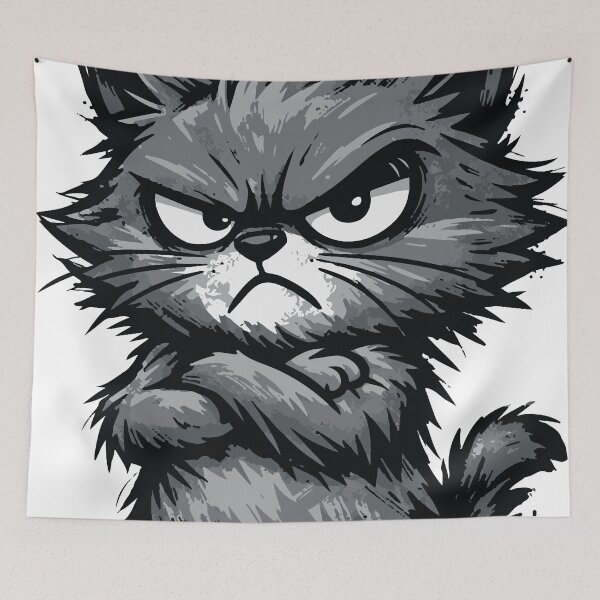 Item preview, A sarcastic cat character showing pure attitude and annoyance. The grunge textures give the design a bold personality while keeping it clear for sticker designed and sold by Dejbar.