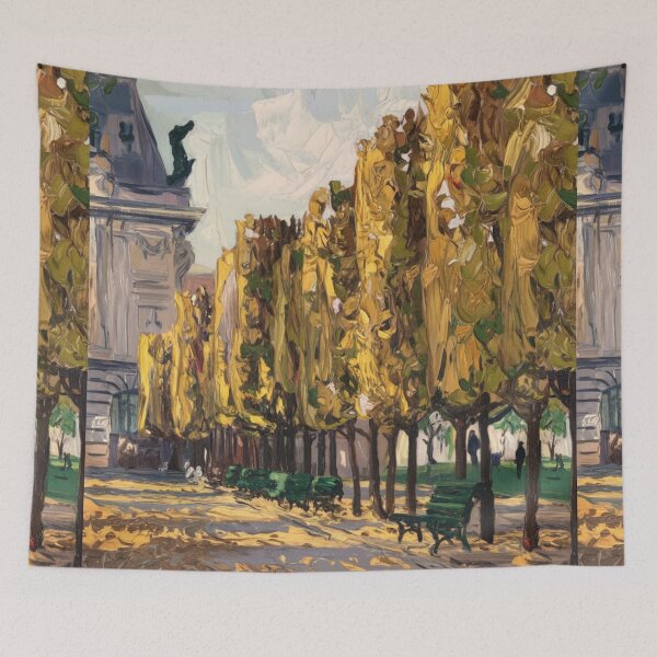 Item preview, Paris Park Painting – Autumn Trees and Parisian Street Landscape Art designed and sold by CARRAANN.