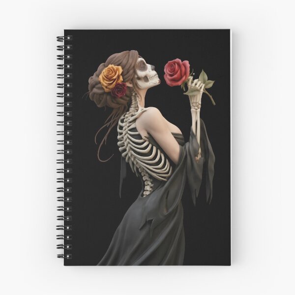 Item preview, Vintage Skeleton Woman with Red Rose Gothic Art designed and sold by RickyStick.