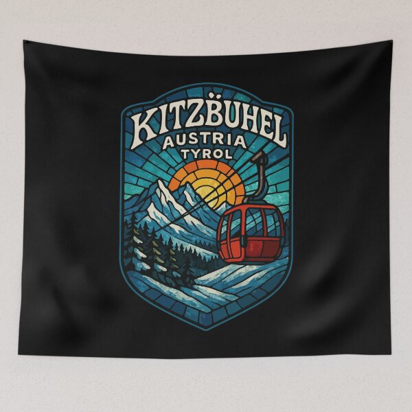 Item preview, Kitzbuhel Austria Tyrol Gondola Stained Glass Travel designed and sold by TomFrontierArt.
