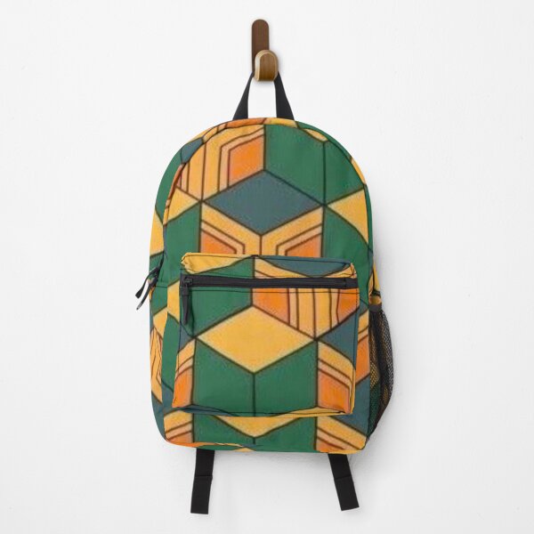 Item preview, Vibrant Isometric Hexagon Mosaic: Emerald and Amber Geometric Pattern designed and sold by Jimakmo.