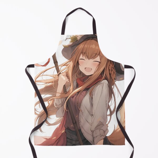 Item preview, Holo Spice Wolf Cozy Witch Laugh With Broom And Autumn Leaves designed and sold by Tokyonomad.