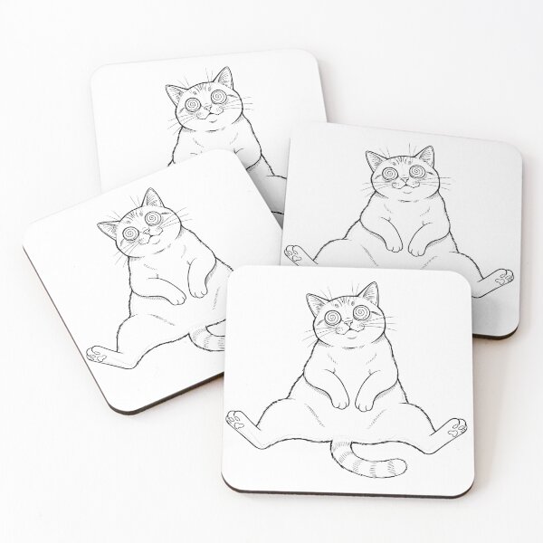 Item preview, Funny Hypnotized Cat Line Art – Cute Trippy Kitty Cartoon Illustration designed and sold by HeleDesign1983.