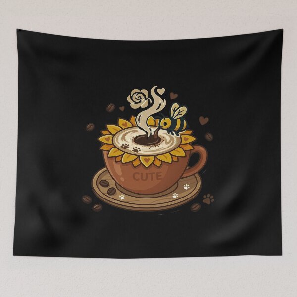 Item preview, Sunflower Nectar - Cute Honey Bee & Floral Coffee Cup Art designed and sold by AbulailArt.