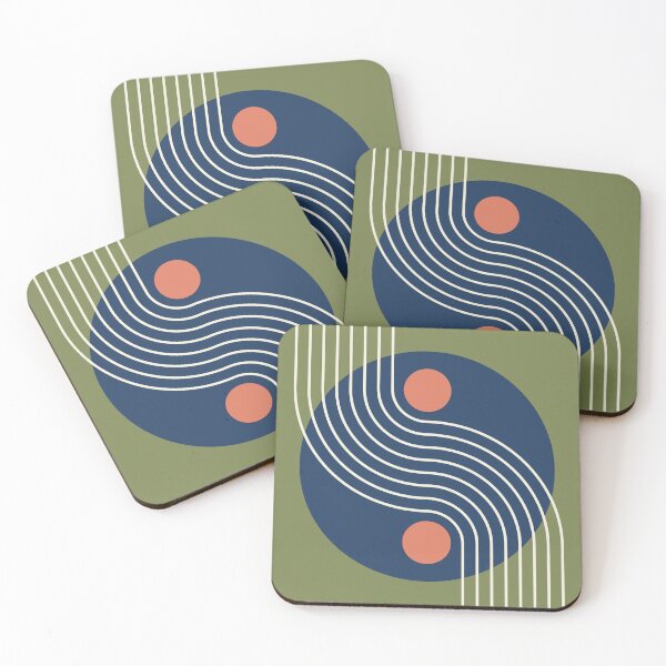 Item preview, Olive Navy Blue Modern Abstract Pattern | Modern Geometric Circle Lines designed and sold by nineFlorals.