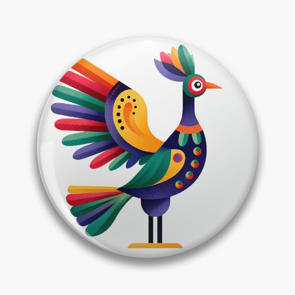 Item preview, Colorful Folk Art Bird - Vibrant Whimsical Fantasy Creature Print designed and sold by DesignArtist.ia.