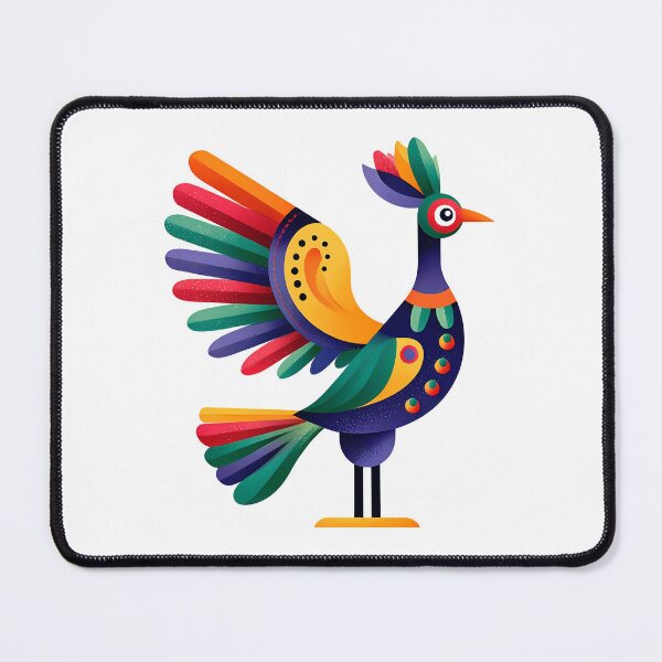 Item preview, Colorful Folk Art Bird - Vibrant Whimsical Fantasy Creature Print designed and sold by DesignArtist.ia.