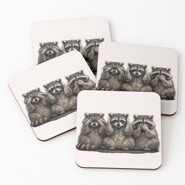 Item preview, See, Hear, Speak No Evil Raccoons designed and sold by Cheddar The Raccoon.
