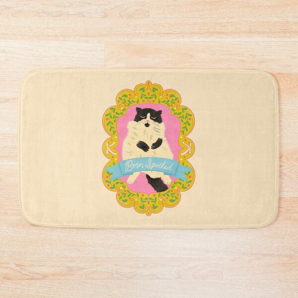 Item preview, Born Spoiled Funny Cat Illustration | Cute Vintage Cat Lover Art designed and sold by Carrie Cantwell Art.