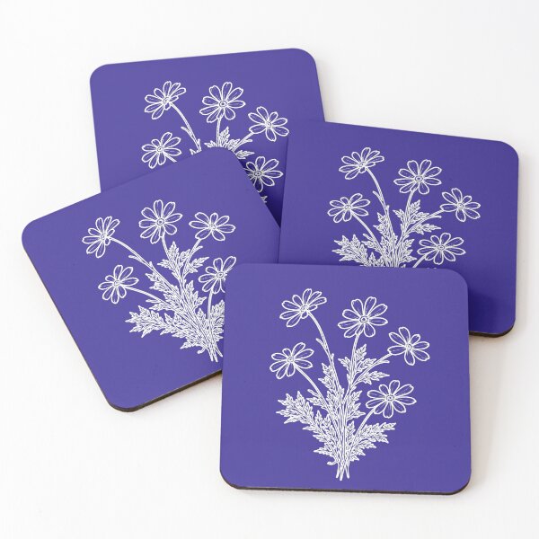 Item preview, Blue Daisy Outline Pattern Minimal White Daisy Flowers Aesthetic designed and sold by doinitzart.