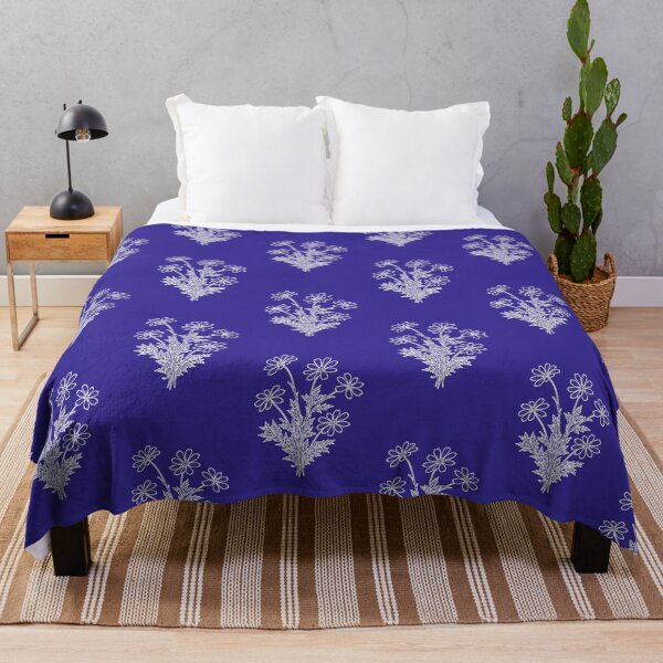 Item preview, Blue Daisy Outline Pattern Minimal White Daisy Flowers Aesthetic designed and sold by doinitzart.