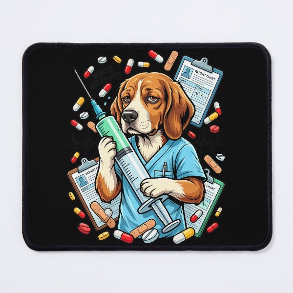 Item preview, Exhausted Beagle Nurse Doctor Heartbeat Wave Font Graphic Vector designed and sold by Tong4130.