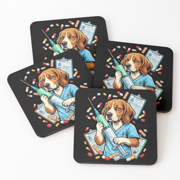 Item preview, Exhausted Beagle Nurse Doctor Heartbeat Wave Font Graphic Vector designed and sold by Tong4130.