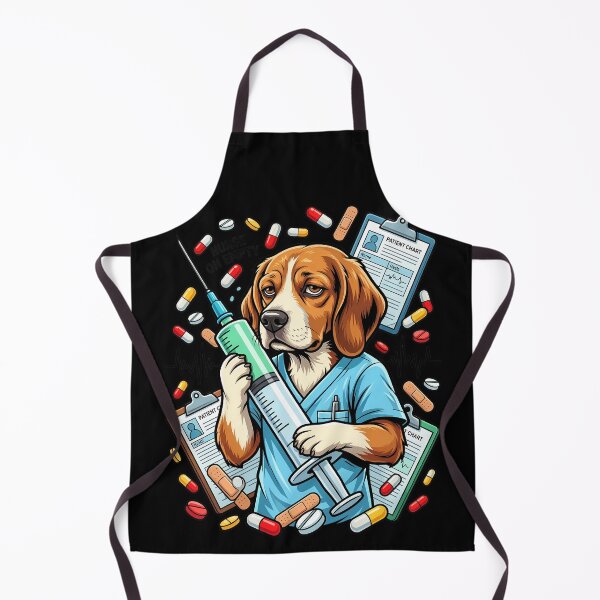 Item preview, Exhausted Beagle Nurse Doctor Heartbeat Wave Font Graphic Vector designed and sold by Tong4130.