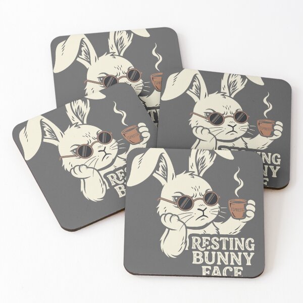 Item preview, Grumpy Bunny Face – Funny Cool Rabbit with Sunglasses and Espresso Coffee designed and sold by PrintOnGeek.