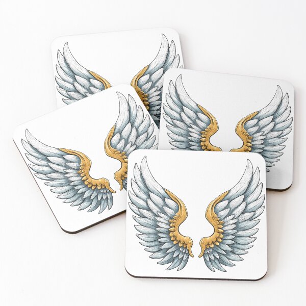 Item preview, Golden Angel Wings Pair - Majestic Fantasy Spiritual Art Print designed and sold by DesignArtist.ia.