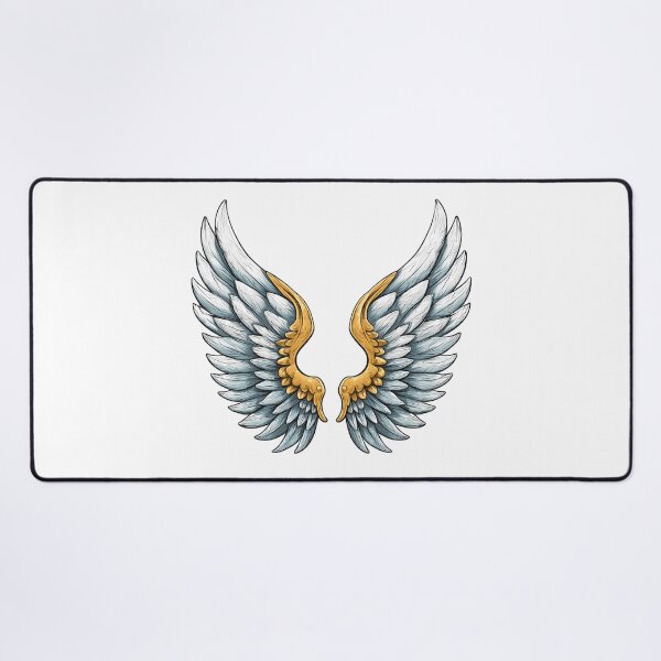 Item preview, Golden Angel Wings Pair - Majestic Fantasy Spiritual Art Print designed and sold by DesignArtist.ia.