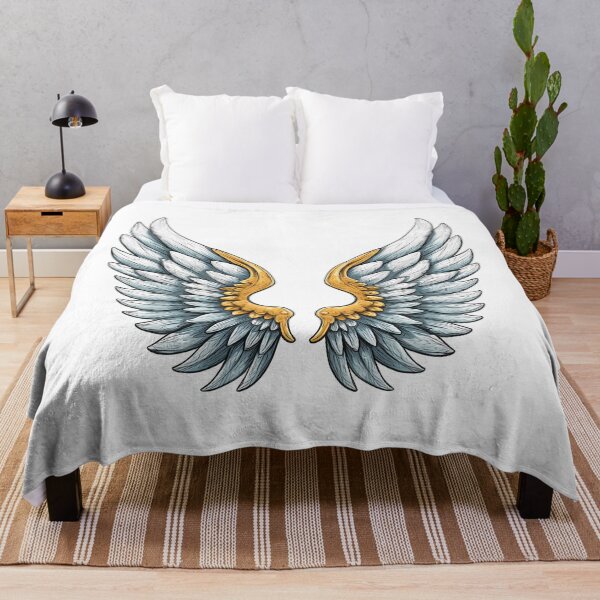 Item preview, Golden Angel Wings Pair - Majestic Fantasy Spiritual Art Print designed and sold by DesignArtist.ia.