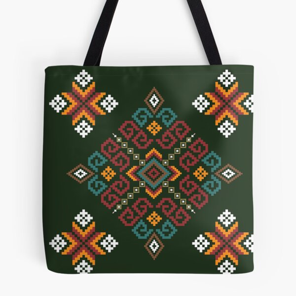 Item preview, Colorful Tribal Geometric Pattern on Dark Green Background designed and sold by PowerAntShop.