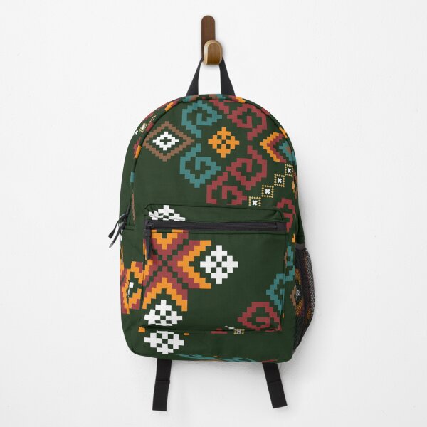 Item preview, Colorful Tribal Geometric Pattern on Dark Green Background designed and sold by PowerAntShop.