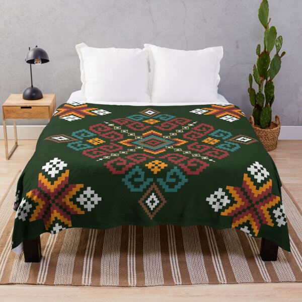 Item preview, Colorful Tribal Geometric Pattern on Dark Green Background designed and sold by PowerAntShop.