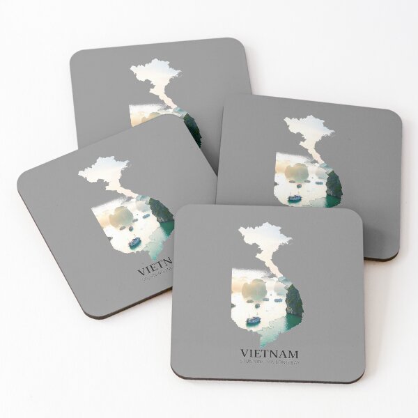 Item preview, Vietnam Map Art - Stunning Ha Long Bay Emerald Waters Design designed and sold by AbulailArt.