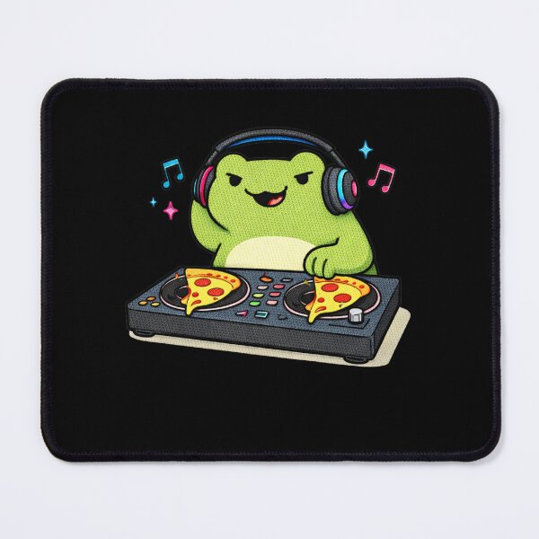 Item preview, DJ Party Frog – Funny DJ Frog Scratching Pizza Turntable designed and sold by ColorSplash123.
