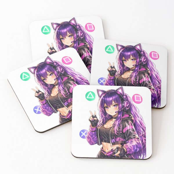 Item preview, Purple Anime Gamer Girl – Cute Gaming Waifu Aesthetic designed and sold by Pixel Ronin.